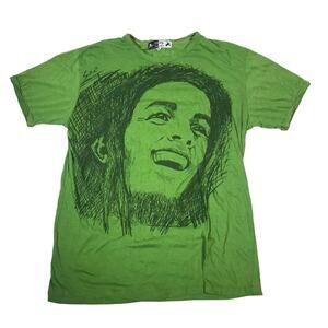 Men's Bob Marley Natural Puerto Rico Sure 420 Reggae Weed Chill Surf Shirt M